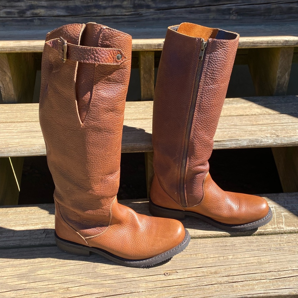 Womens “Independent Leather Co.” Genuine Distressed Pebble Brown Leather Boots 8